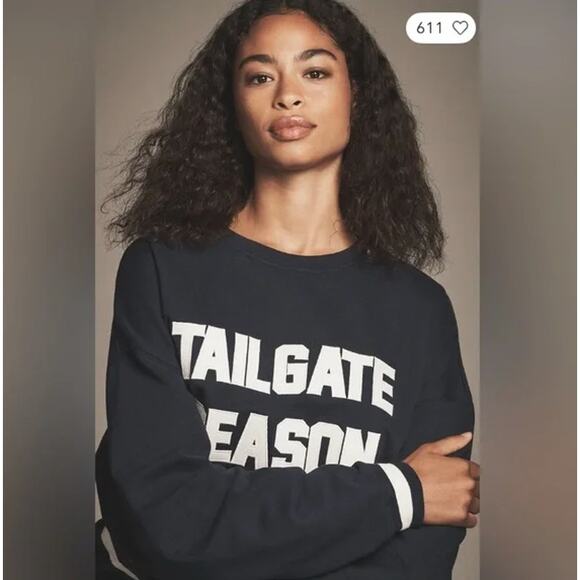 Anthropologie Tops - Anthropologie x Beach Riot Pullover Sweatshirt Tailgate Season Blue Size L NWT